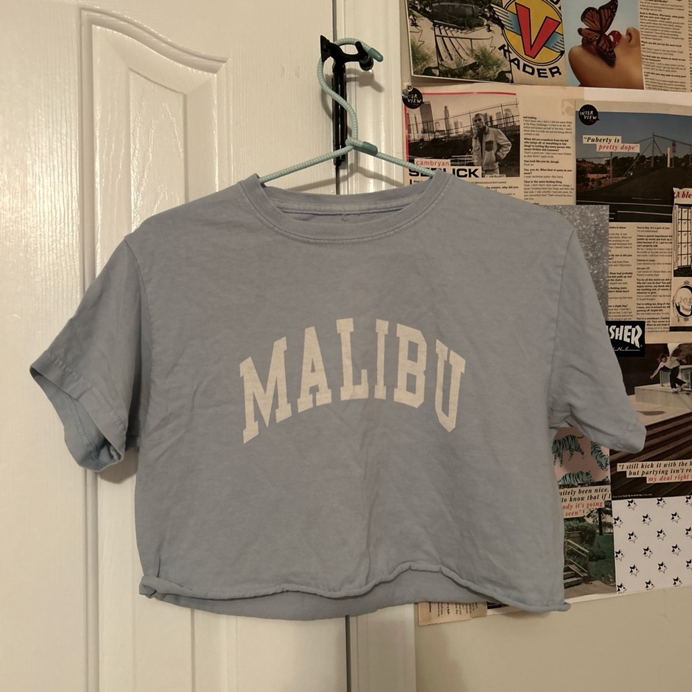 Brandy Melville Light Blue 'Malibu' Short Sleeve Tee